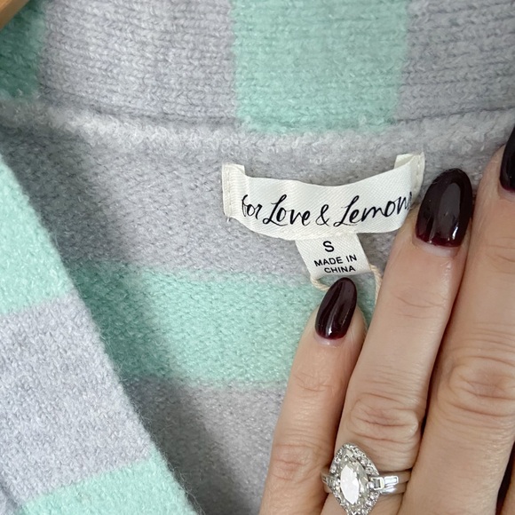 NWT For Love and Lemons Cropped Pastel Green Purple Striped Sweater Vest | Sm - Picture 5 of 9